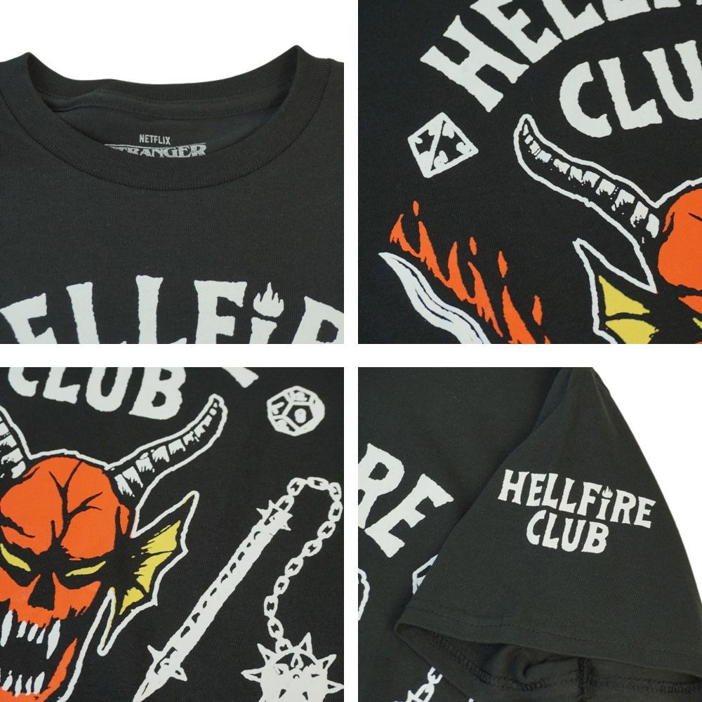 男女兼用Tシャツ【クリックポスト対応可】STRANGER THINGS HELLFIRE CLUB TEEストレンジャー・シングス ヘルファイア クラブ  プリントＴシャツBLACK(ブラック) キャラロゴ NETFLIX ネトフリ ストシン - メルカリ