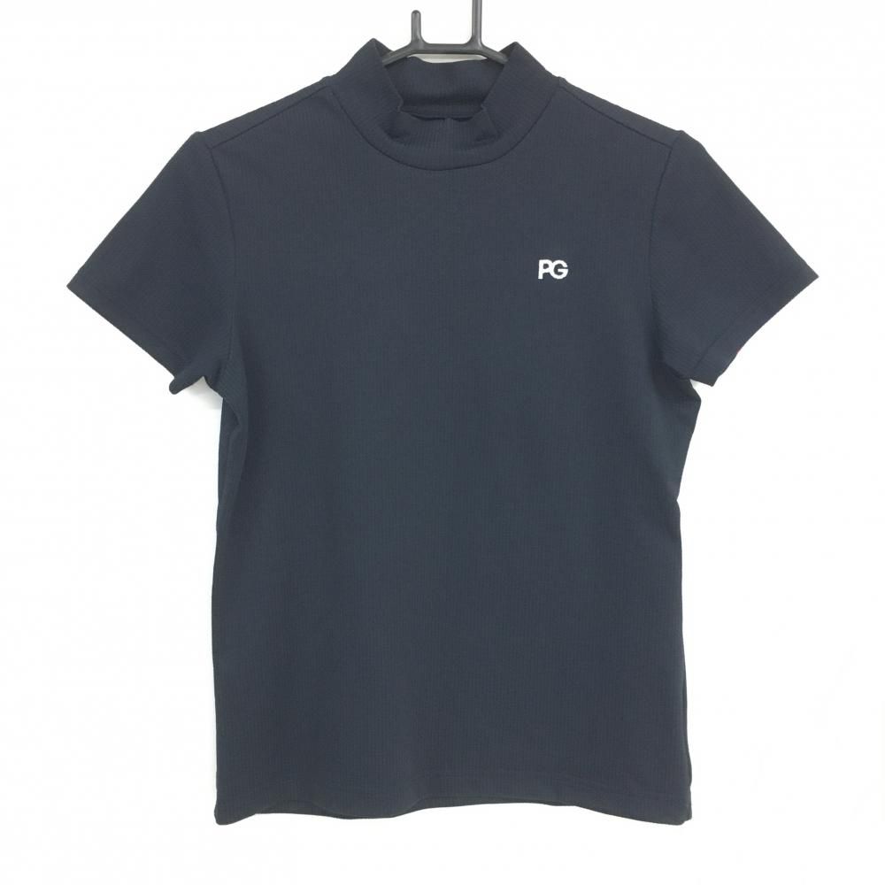 PEARLYGATES ネイビー ハイネックシャツ 美品】パーリーゲイツ 長袖ハイネックシャツ ネイビー×白 ロゴ総