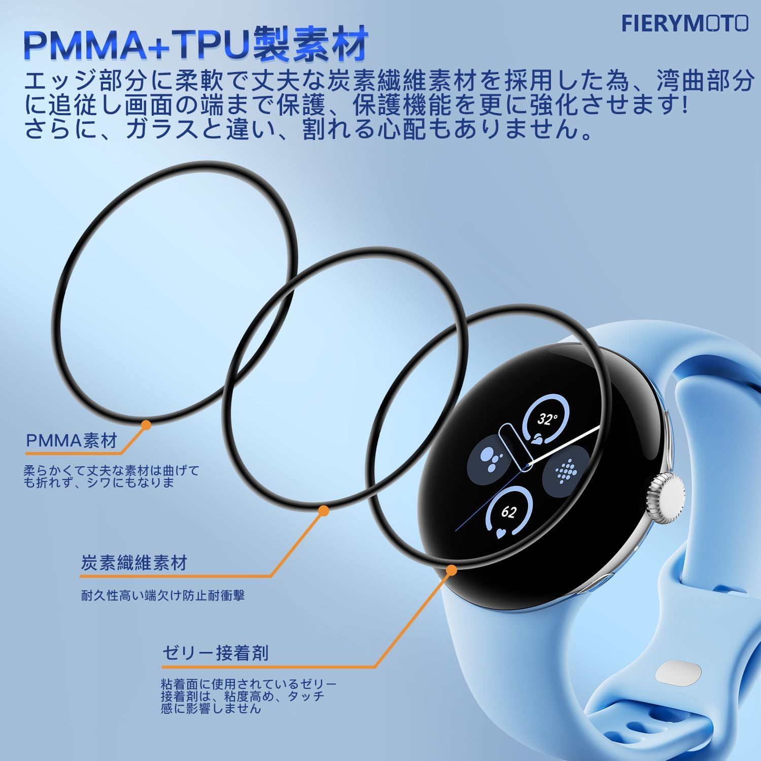 セール中】 ?For Google Pixel Watch 2 / Pixel Watch 【Fierymoto 3枚セット】 用 Google  Pixel - メルカリ