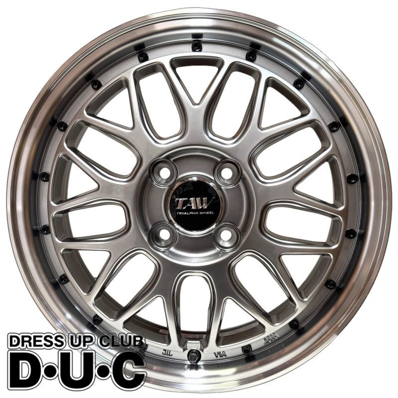 特注 15インチアルミホイール4本セット 軽自動車用 レオウィングFM9 15-5.0 45 メタルシルバー ブラックピアスボルトVer 段リム