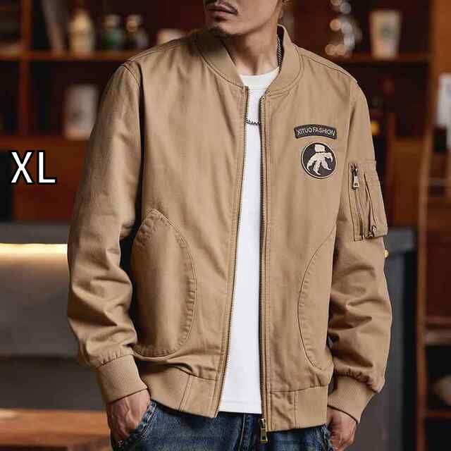XL 秋冬 コーデ メンズ 服 シンプル ファッション オシャレ 大人 かっこいい 大きいサイズ ストリート 紳士服 アメリカン MA 1 フライト ジャケット 綿 レトロ トップス 服 ワーク ジャケット