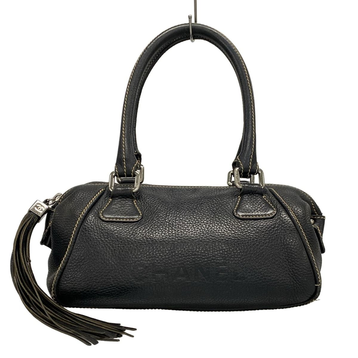 CHANEL シャネル ブラックレザー ハンドバッグ CHANEL - シャネル CHANEL ワイルドステッチ ハンドバッグ