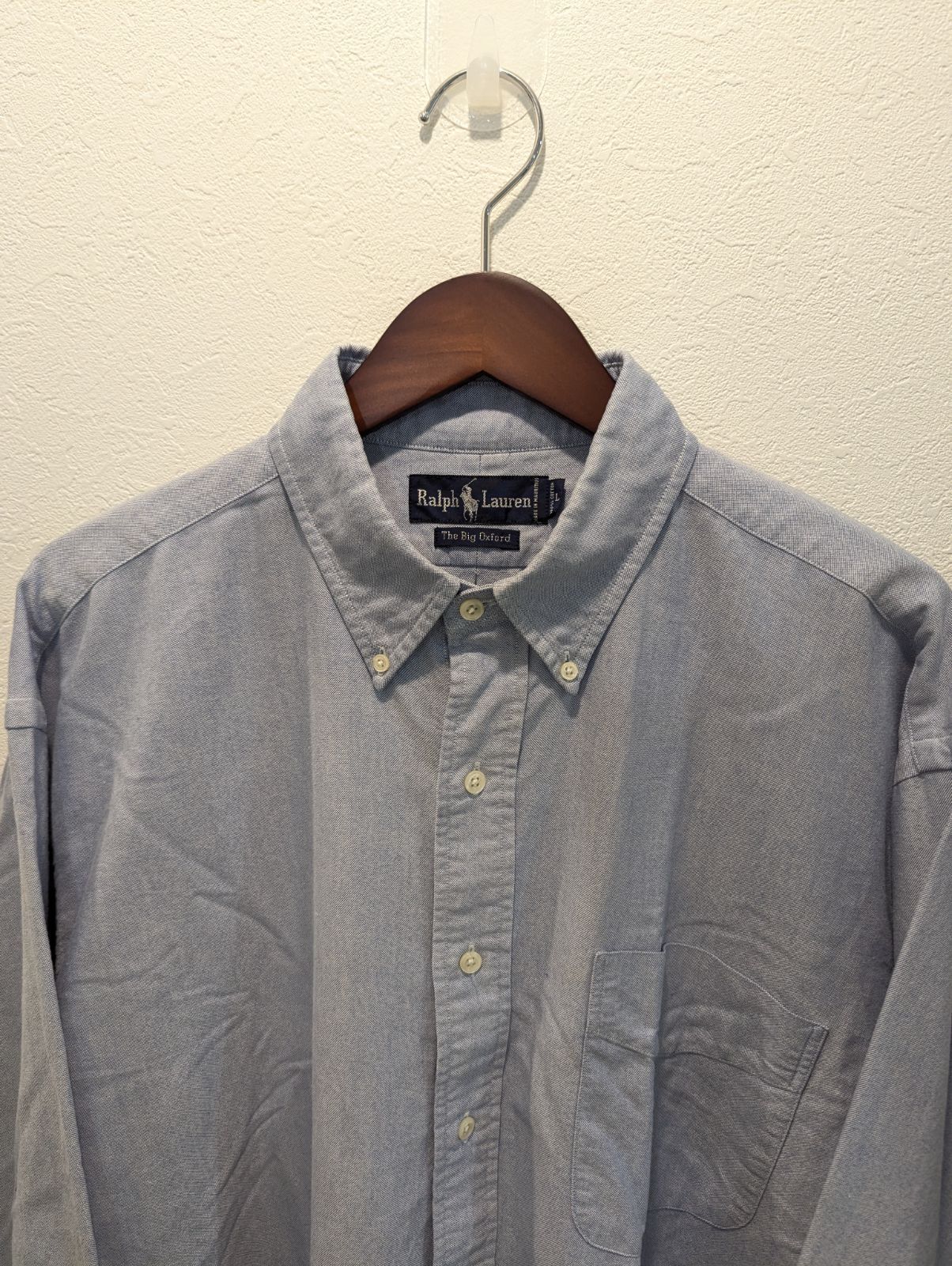【希少サックスブルーの裾ポニー★現行QR★美品】ラルフローレンBDシャツ★BIG 希少サックスブルーの裾ポニー☆現行QR☆美品】ラルフローレンBDシャツ