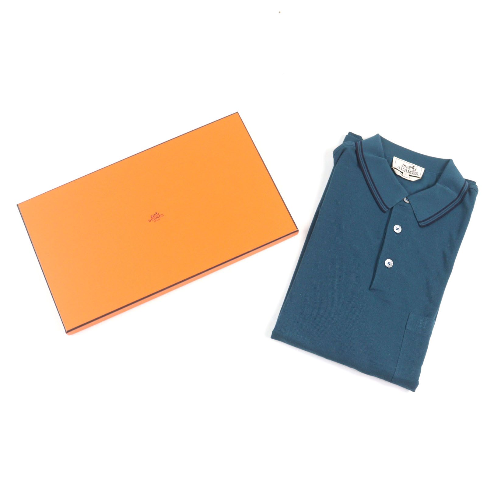 HERMES エルメス 22SS コットン100％ 半袖ポロシャツ ネイビー HERMES - 美品□HERMES エルメス 22SS コットン100％ チェス 総