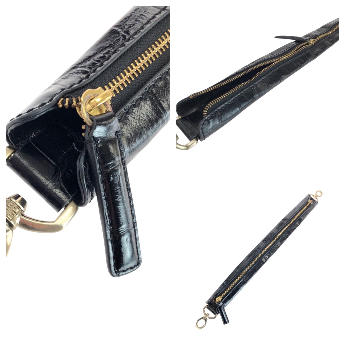 美品 Givenchy ジバンシー ナイチンゲール 型押し ブラック 黒 