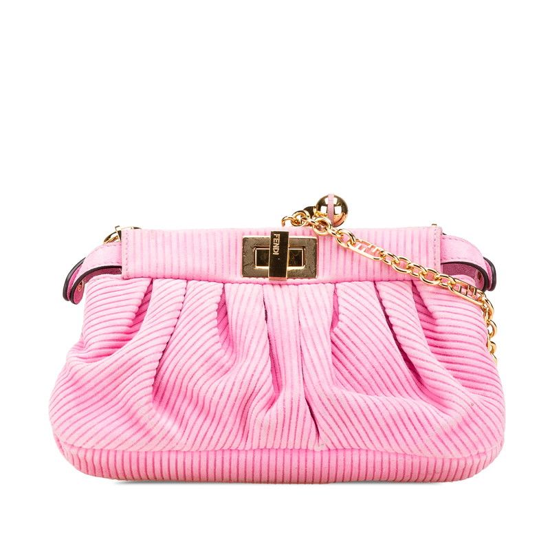 フェンディ ピーカブークリック チェーン ショルダーバッグ 8BP118 ピンク スウェード レディース FENDI 1-0209227