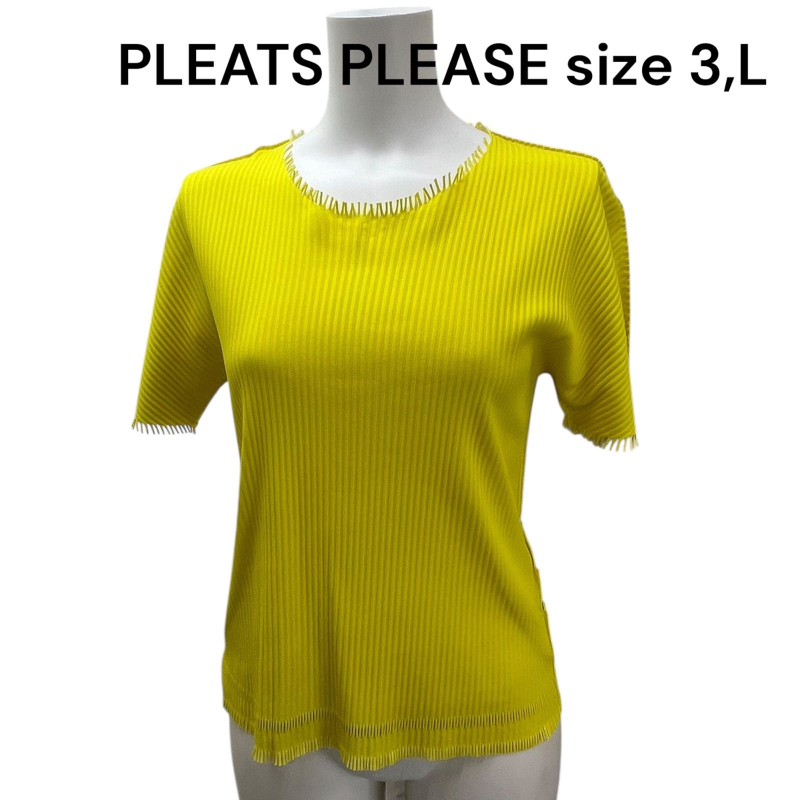 PLEATS PLEASE 変形 プリーツ カットソー 長袖 スリット 3 青