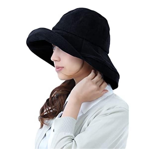 コーデュロイ ブラック_57.5 cm [TRAX SHOP] 帽子 レディース UVカット ...