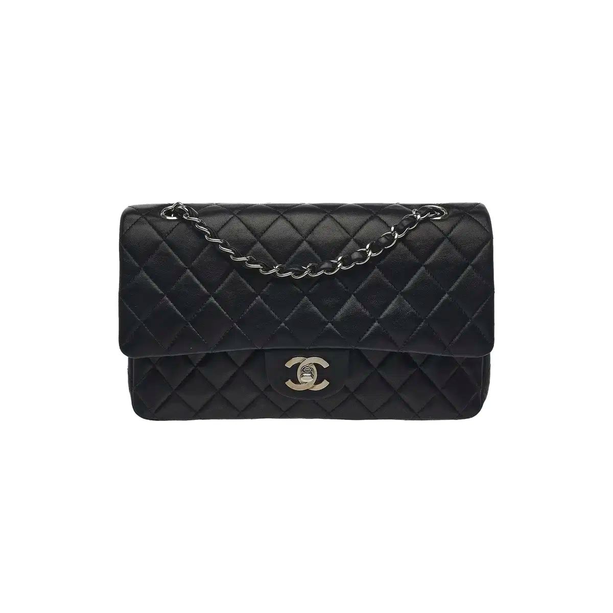Chanel シャネル クラシック フラップバック ミディアム ブラック シルバー金具 ラムスキン