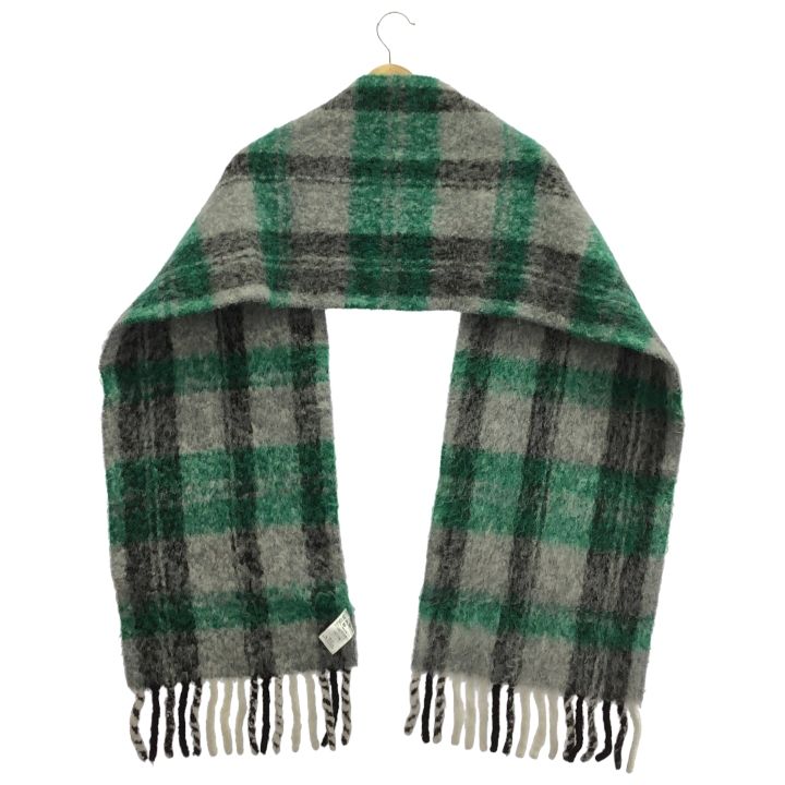 big 23098230000730 シャギーチェックマフラー レディース グリーン