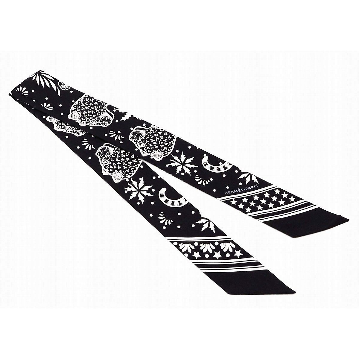 エルメス LES LEOPARDS BANDANA ツイリー 063350S スカーフ - www