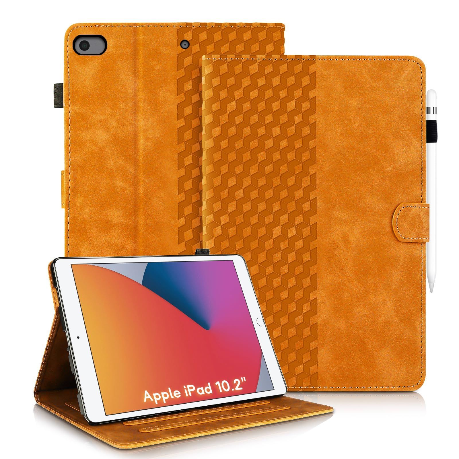 PUレザー 薄型 オートスリープ機能 カードポケット ケース 2021 2020 2019年 スタンド機能 第9 8 7世代 10.2 iPad 傷つけ防止 収納 Pencil Apple スマ