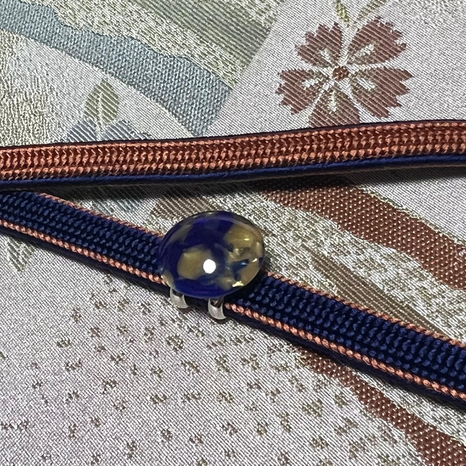 三分紐・帯留めセット　新品未使用　紺　茶