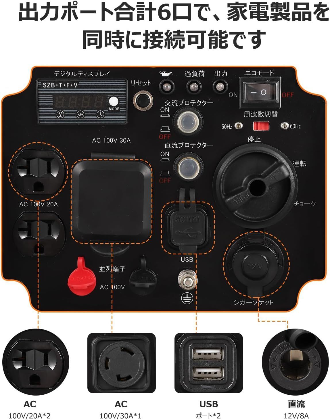 ガービー（Garvee） インバーター発電機 定格出力3.1kVA 最大出力3500W