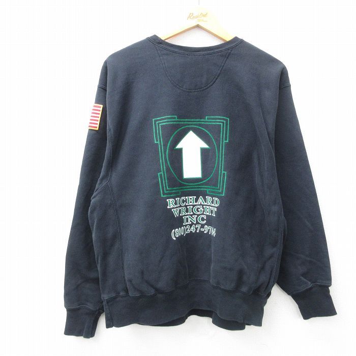 L/古着 長袖 チャンピオン Champion リバースウィーブ メンズ 00s RICHARD クルーネック 黒 ブラック 25feb18 中古 スウェット スエット ト