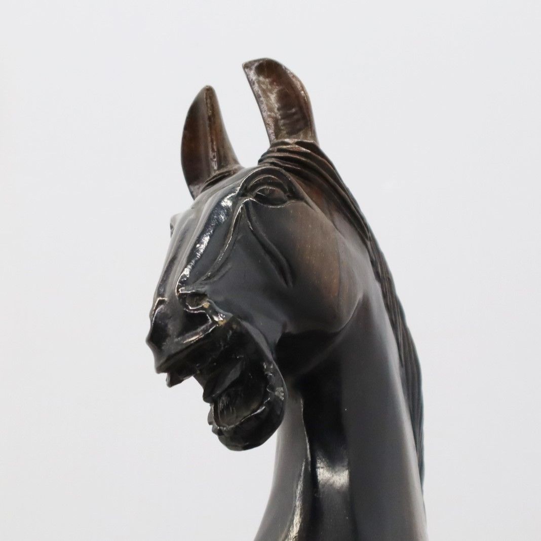 △高さ 45㎝ ｜天然木 跳ね馬の置物 木製｜ ｜ 縞黒檀無垢材製彫刻