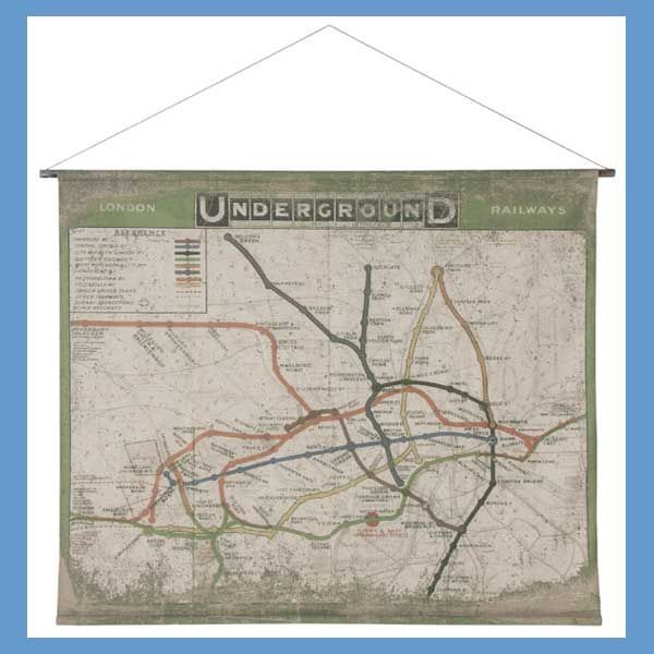 レトロな大型タペストリー（LONDON UNDERGROUND RAILWAYS）No.119（W162×D2.5×H128cm）／Ａ