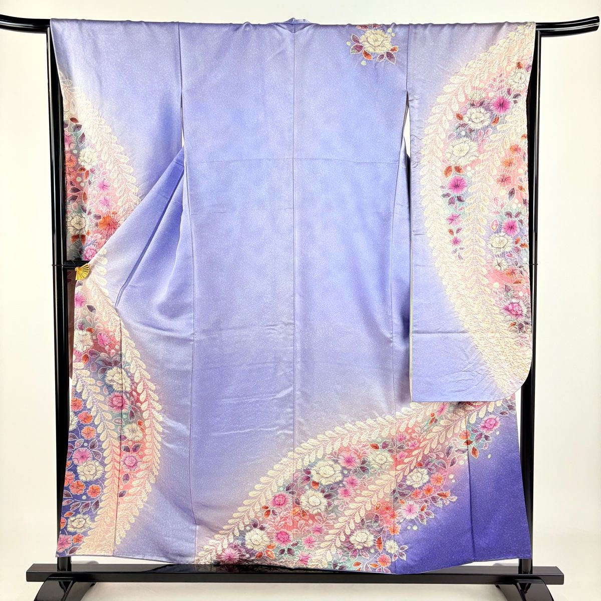 振袖 身丈156cm 裄丈66cm M 袷 落款 辻が花 ぼかし 薄紫 正絹