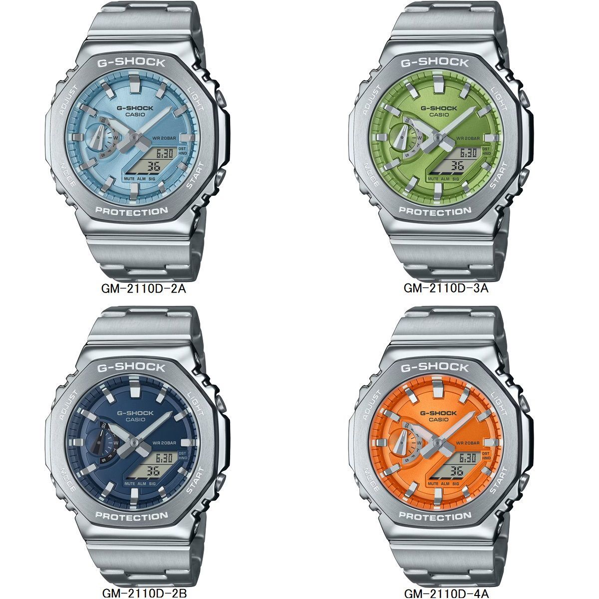 CASIO G SHOCK カシオ ジーショック GM 2110 D シリーズ フルメタル オクタゴン 八角形 アナログ デジタル ステンレス ブレスレット 男性 腕時計 メンズ カシオーク CASIOak アナデジ デジアナ 時計 2 AJF