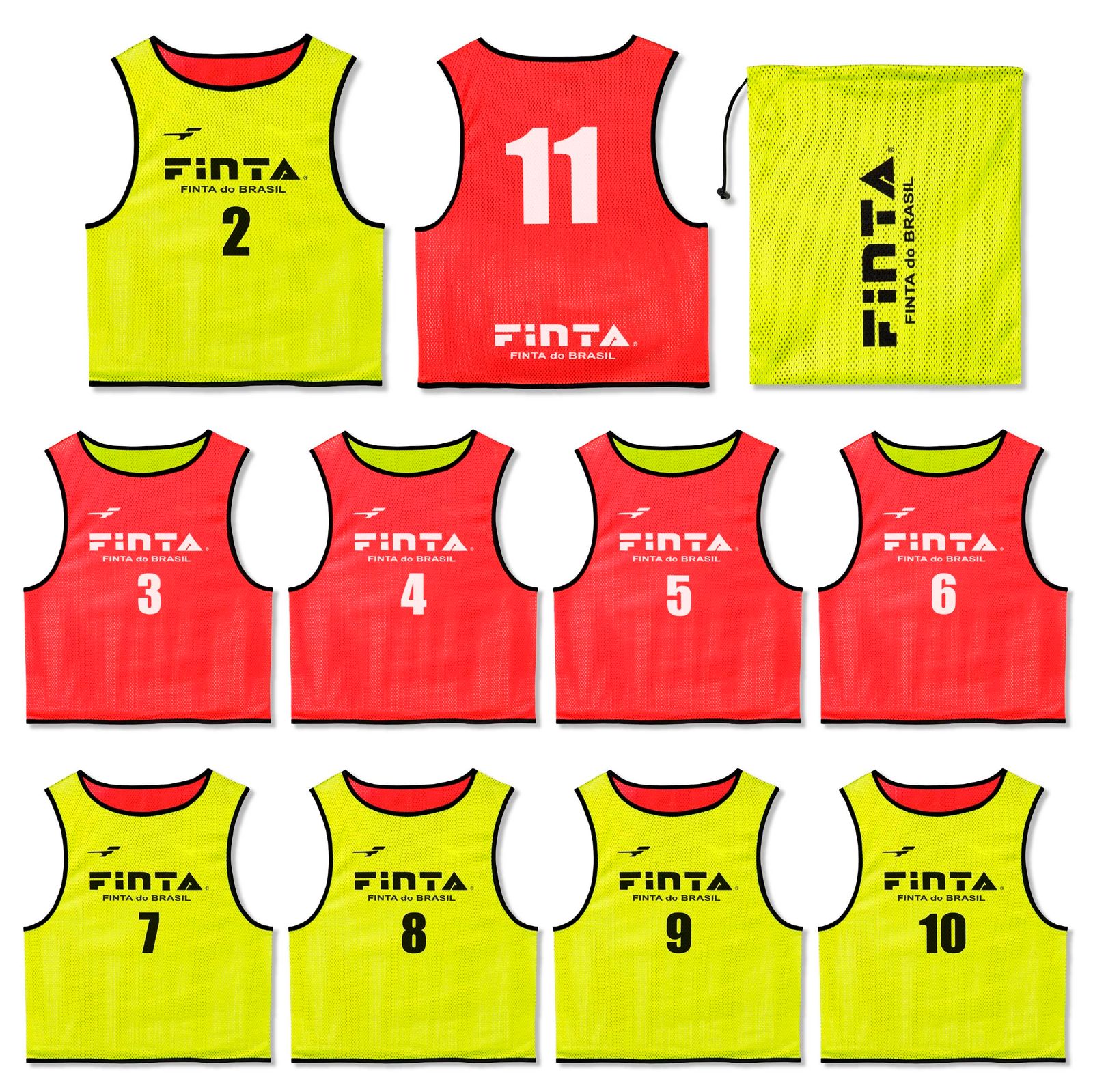 フィンタ FINTA サッカー フットサル 大人用 フリーサイズ 昇華リバーシブルビブ 10枚セット イエロー×レッド FT3529-4171
