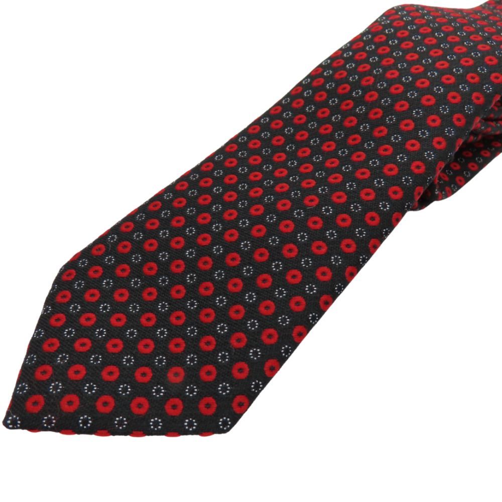 ENPORIO ARMANI エンポリオアルマーニ ネクタイ 340049 8P620 レッド×ブラック ドット 水玉 145cm シルク メンズ A2300082 無料ギフトラッピング承ります