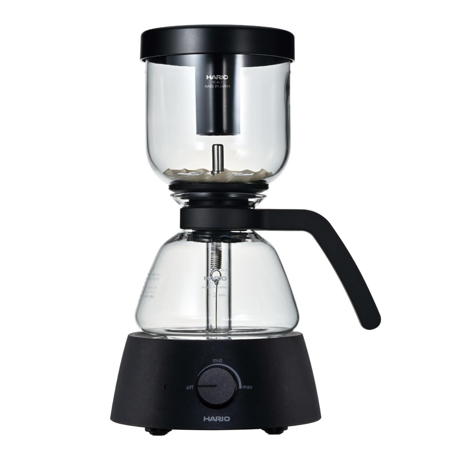 【在庫処分】Glass HARIO コンパクト サイフォン 電気式 ブラック ECA-3-B 実用容量360mL 3杯用 Syphon Coffee Electric HARIO(ハリオ)