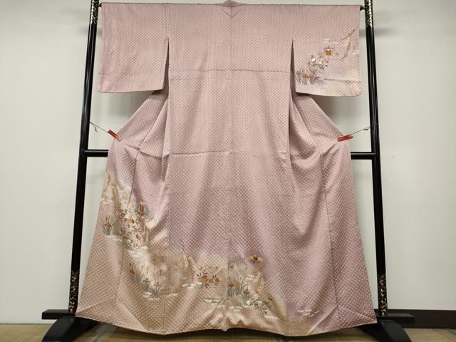 平和屋着物○訪問着 絞り 刺繍 流水吉祥花文 暈し染め 金銀