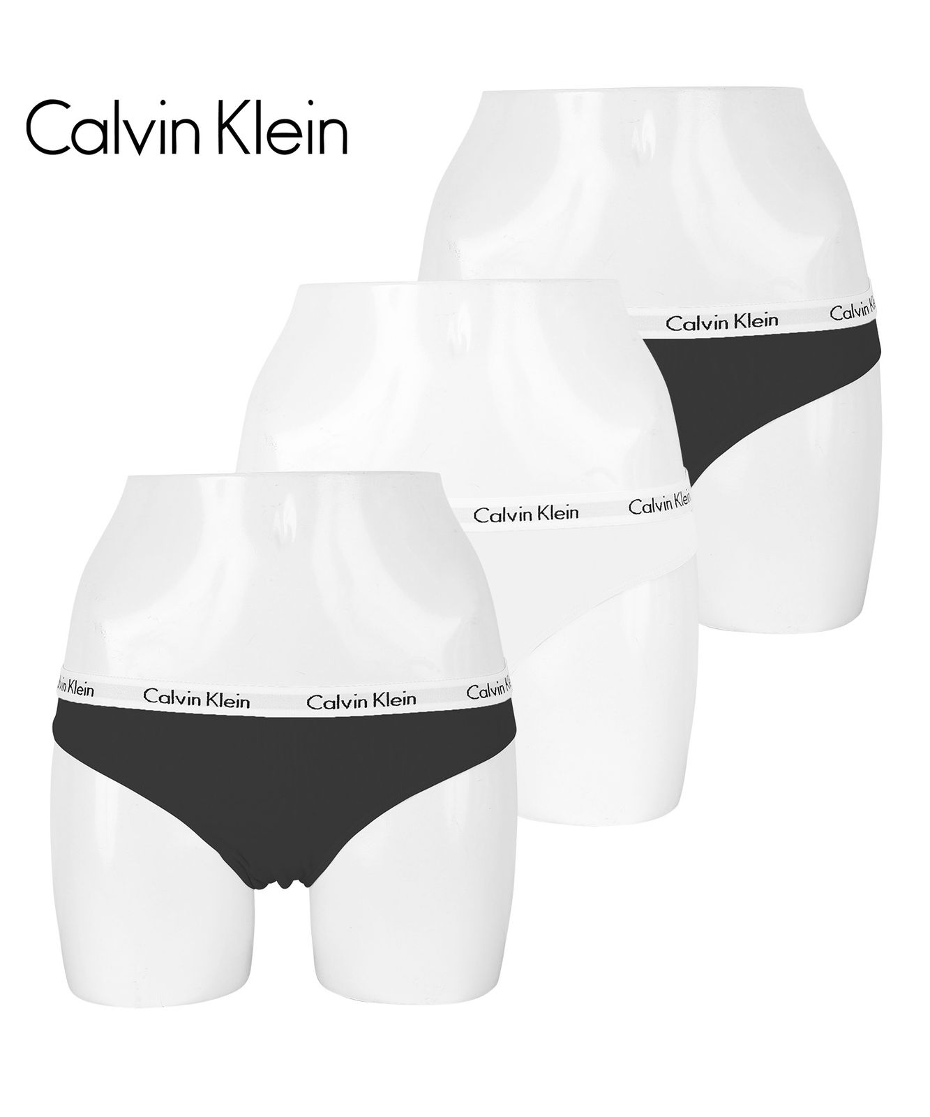 並行輸入 カルバンクライン Calvin Klein 下着 3枚セット CAROUSEL レディース ショーツ qd3588 ブラックホワイトセット