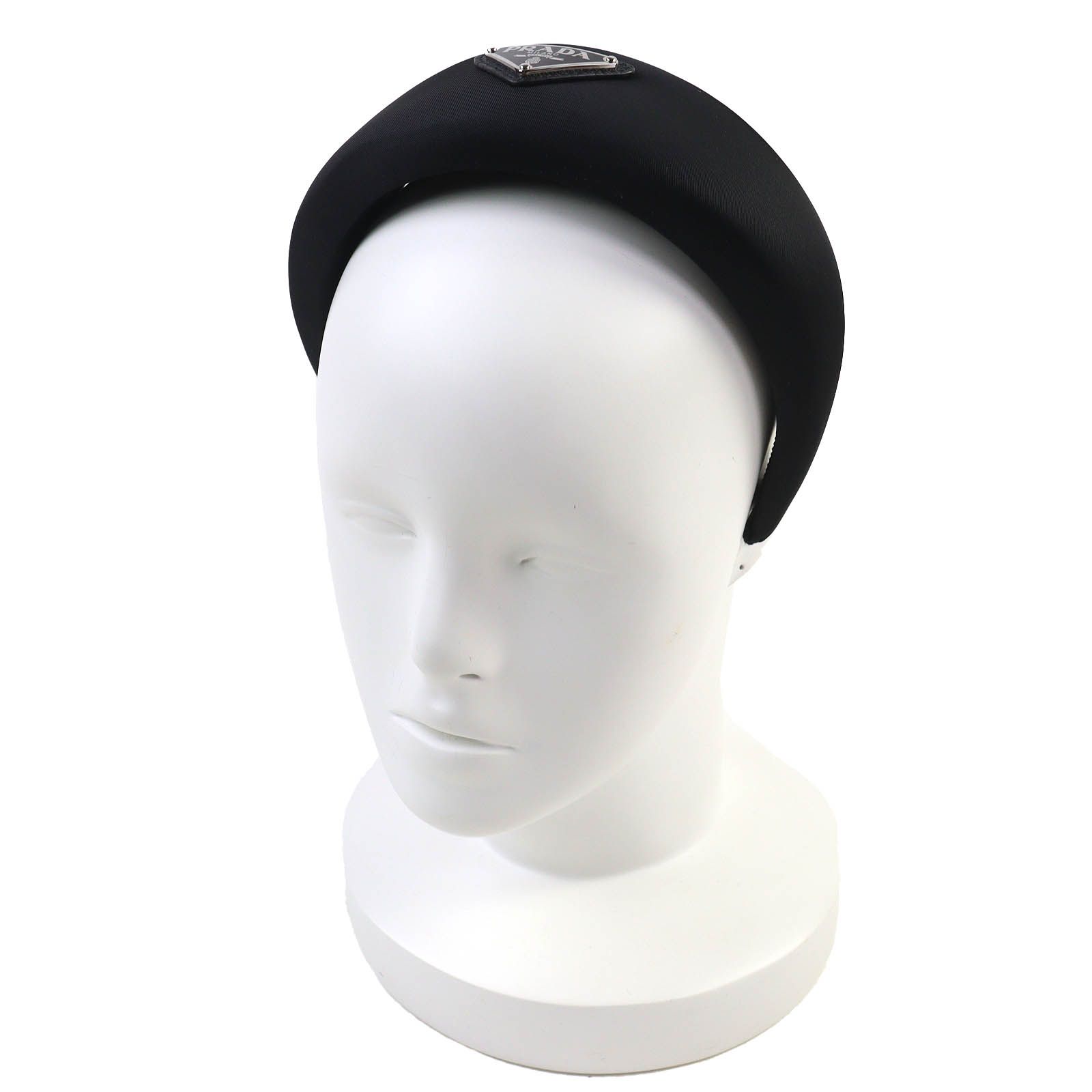 △PRADA プラダ 1IH016 トライアングルロゴ 三角ロゴプレート カチューシャ ヘアバンド ヘッドバンド ヘアアクセサリー ブラック レディース