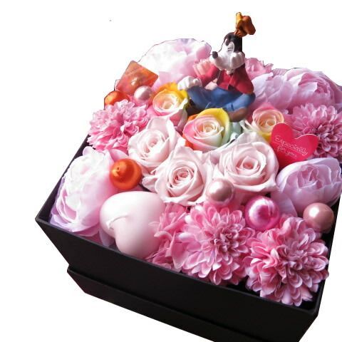 フラワーアレンジメント ディズニー グーフィー入り 花束風 ギフト 箱