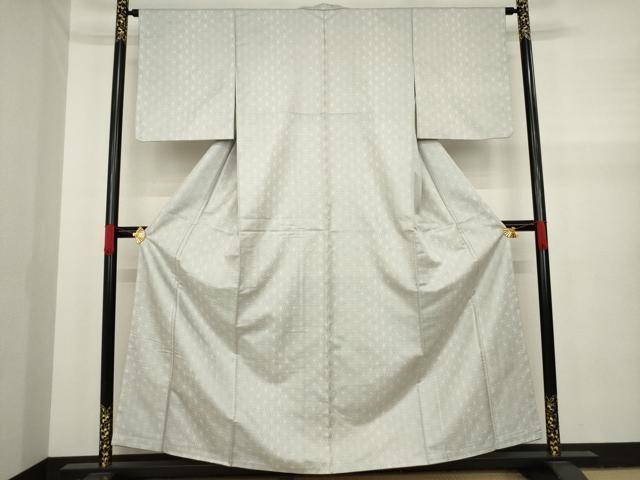 平和屋着物○お召 麻の葉文様 正絹 逸品 AAAY9055ck