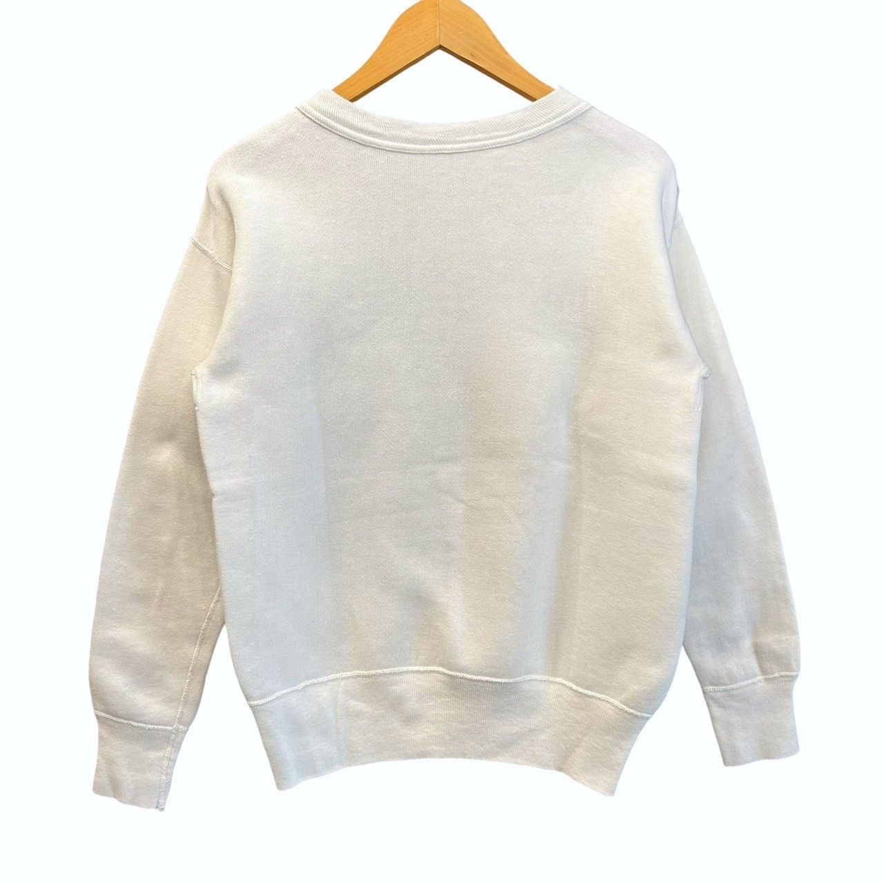 60s ビンテージ 前V カレッジ 染み込みプリント スウェット M相当 白 