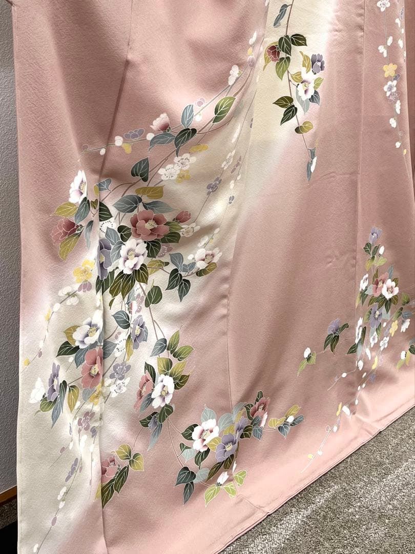 手描き友禅 作家物 訪問着 落款入 ちりめん 正絹 躾糸付き - メルカリ