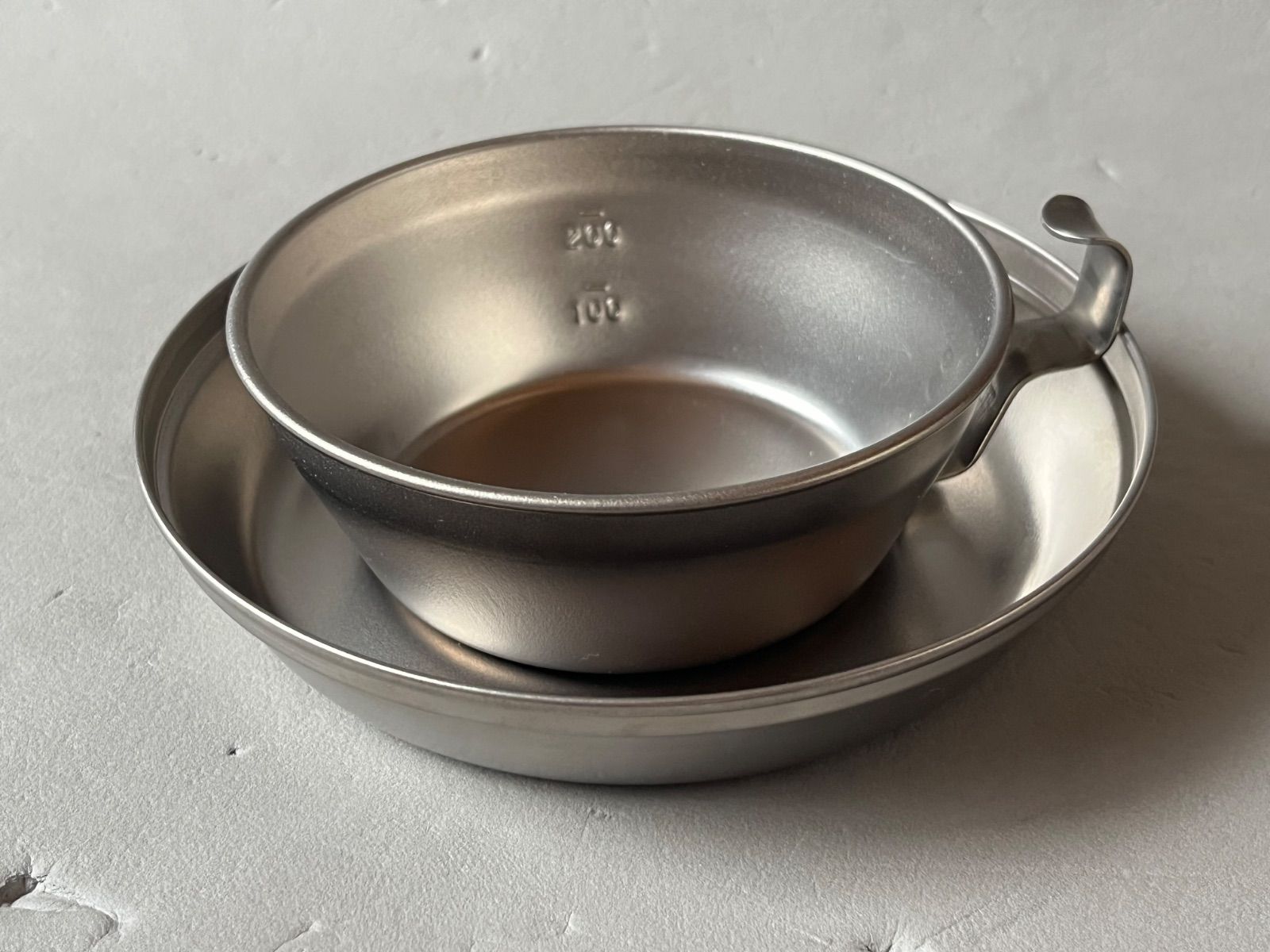 1997年 snow peak スノーピーク カップ イン チタン付属カップSCS-003 300ml シングル目盛りシェラカップ プレート 廃盤 チタンシェラカップ チタンクッカー アウトドアチタン