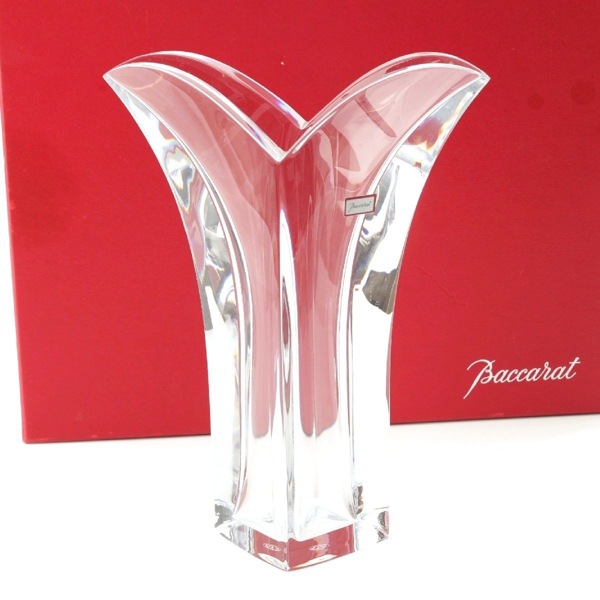 バカラ クリスタル GINKO ギンコ フラワーベース 23cm 花瓶 クリア【中古】