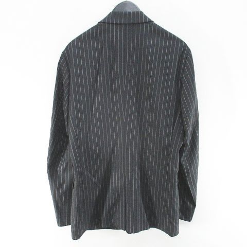 セオリー Theory セットアップ スーツ ストライプ柄 テーラード ジャケット ロングパンツ スラックス 背抜き ジップフライ 38 30 灰系 グレー 毛 ウール 裏地