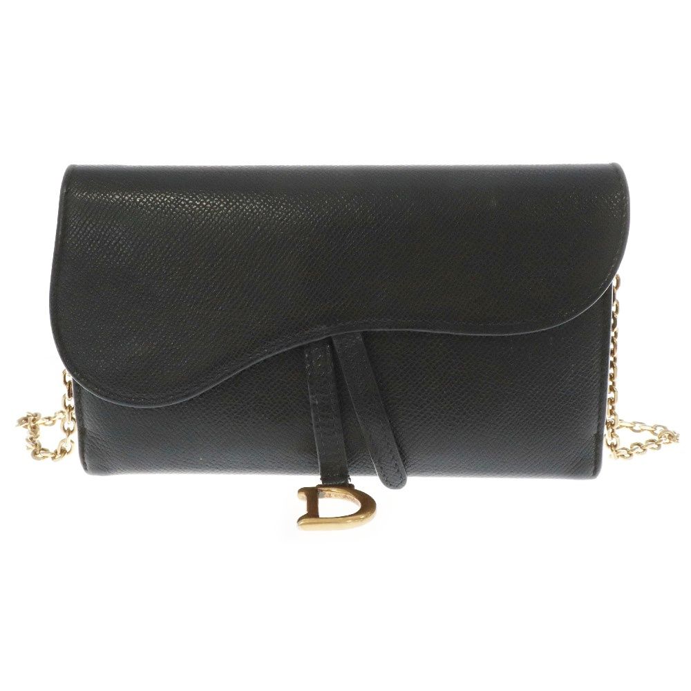 Dior ディオール ブラック レザー チェーンウォレット サドルバッグ