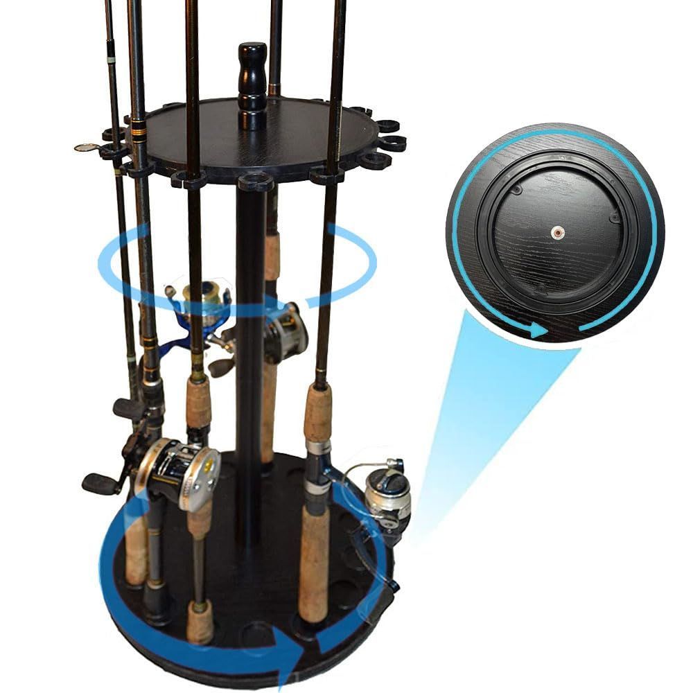 ブラック timiland ロッドホルダー 丸型デザイン360度回転釣竿 スタンド 釣15本の釣り竿を収納竿収納ラック 高度な釣竿展示台 日本語説明書付きで組み立ても簡単 （ラグジュアリーブラック釣 timiland ロッドホルダー 丸型デザイン360度回転釣竿 スタンド 釣15本 : Croch ロッドスタンド 釣り竿 ロッドホルダー 組立式 16
