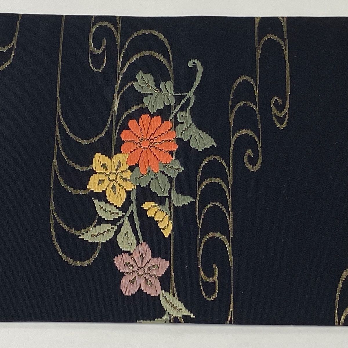 唐織　風景　流水　帯　正絹　刺繍 唐織風景流水帯正絹刺繍