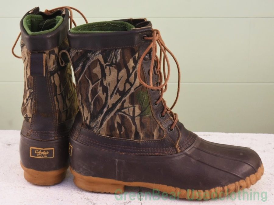 Y147◆ Cabela s ビンテージ ビーンブーツ ナイロン カモフラ柄 茶 メンズ 29～29.5cmくらい