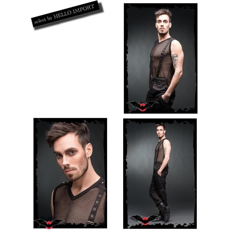 ゴシック ファッション タンクトップ メンズ ポケット付き アミアミ 無地 黒 再入荷 | rfa248