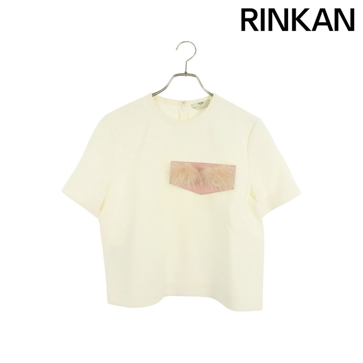 フェンディ FS6576 CUW ファーレザー付きTシャツ レディース 40