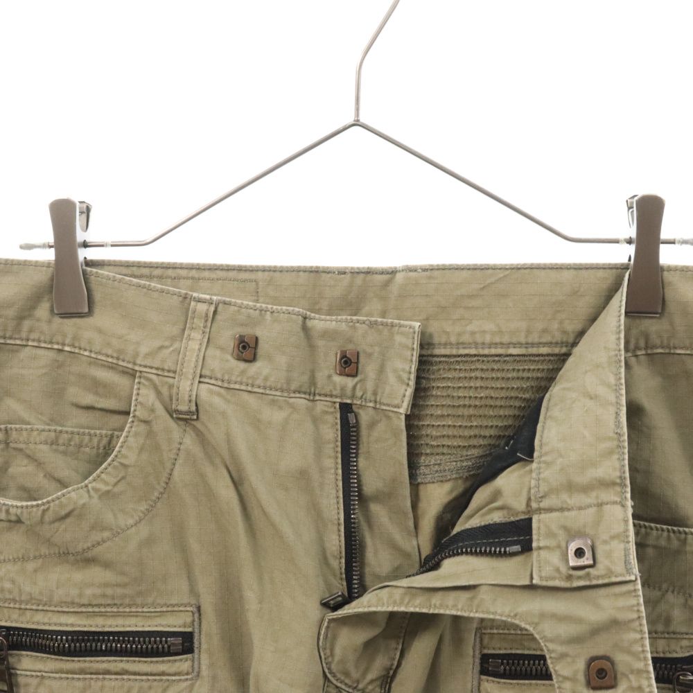 BALMAIN バルマン 15SS リップストップバイカーロングパンツ トラウザー カーキ S5HT552C487 BALMAIN (バルマン) 15SS リップストップバイカーロングパンツ