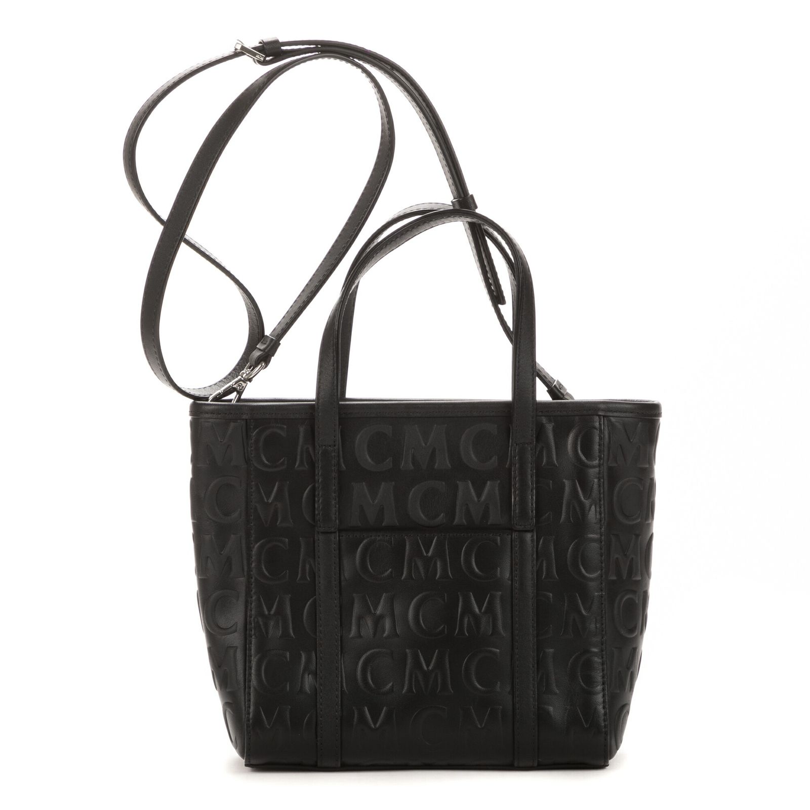 清潔な MCM エムシーエムミックストート黒ヴィセトスPVCキャンバスA