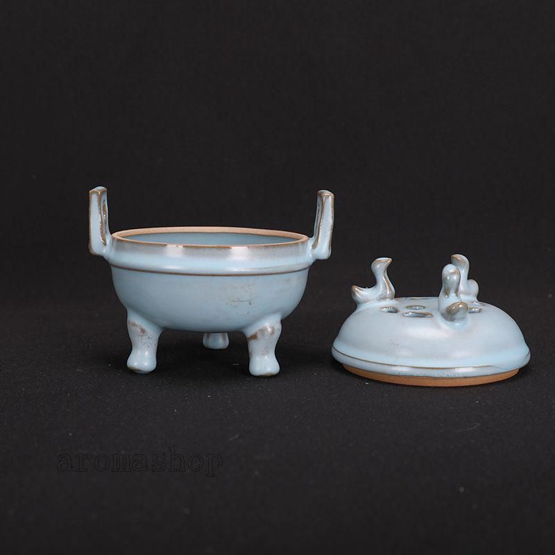 宋汝窯天青色三鳳鳥香炉 景徳鎮 陶磁器 装飾品 現代工芸品 美術