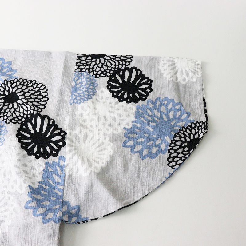 ソウソウ SOU 京都 京型友禅 貫頭衣 高島縮 薙刀長方形衣 流れ菊 ワンピース グレー ドレス