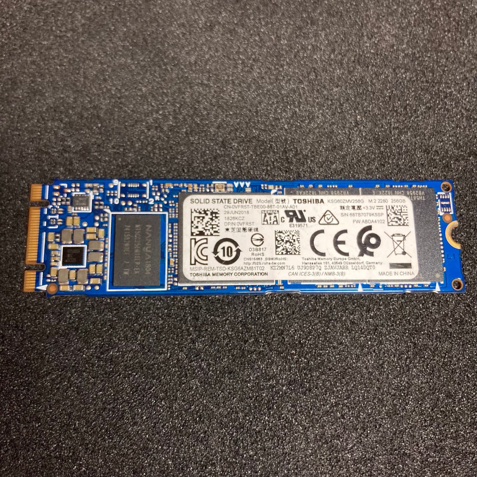 TOSHIBA M.2 SATA SSD 2280 256GB | 69% | KSG60ZMV256G