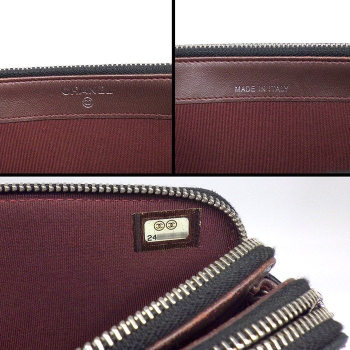 シャネル CHANEL チェーンウォレット A82527 ダブルファスナー ココマーク マトラッセ ブラック ラムスキン シルバー金具 DECORATOM_COM_BR