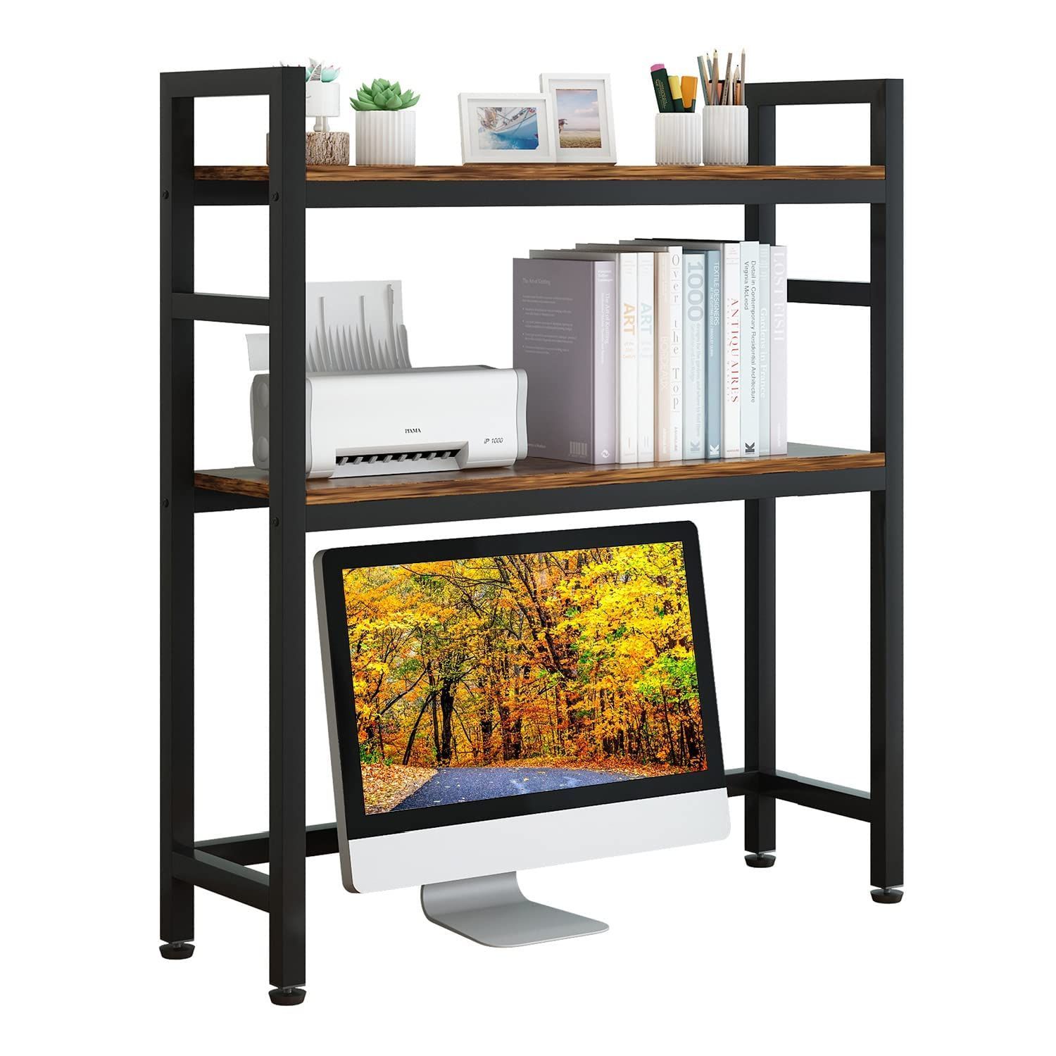 【特価セール】モニター台 幅75cm 机上収納棚 木製 机上台 ラック ラック デスクラック ノートパソコン台 卓上ラック 本棚 棚位置調整 2段 机上ラック デスクオーガナイザー DOSBYEE