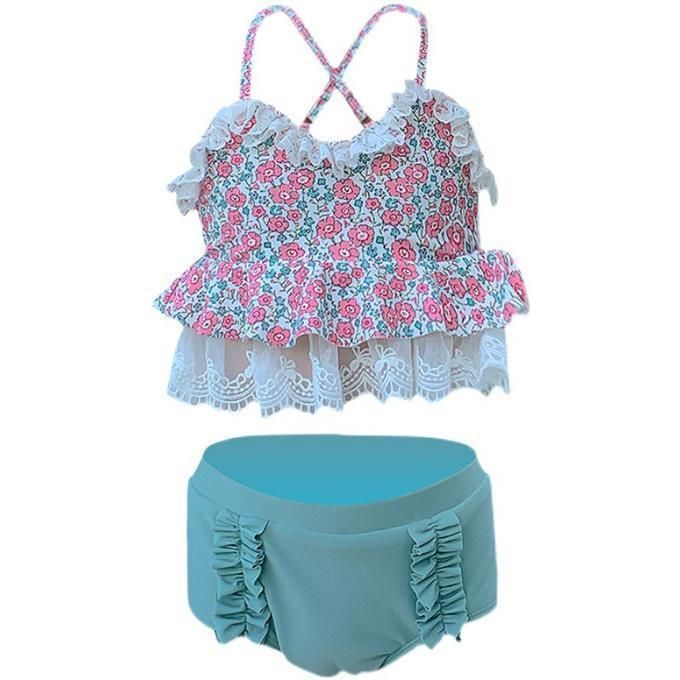 スクール水着 キッズ 子供用水着 スイムウェア ベビー水着 花柄 2点セット ジュニア フリル水着 女の子 カワイイ 夏 水着セット 可愛い 速乾